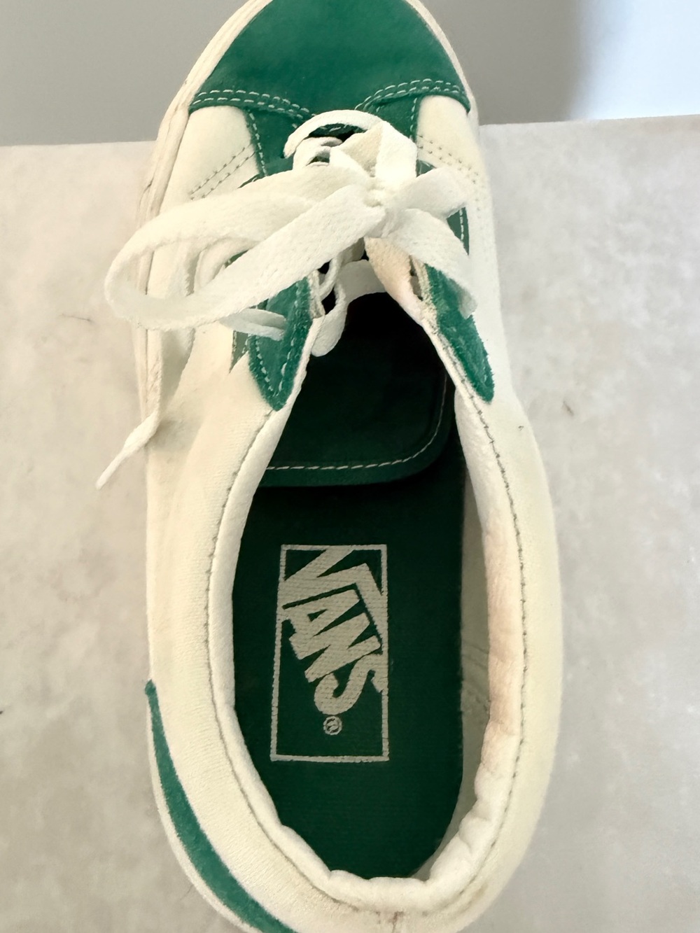 Vans White and Green Old Skool Low-Top Sneakers - Picture 8 of 8